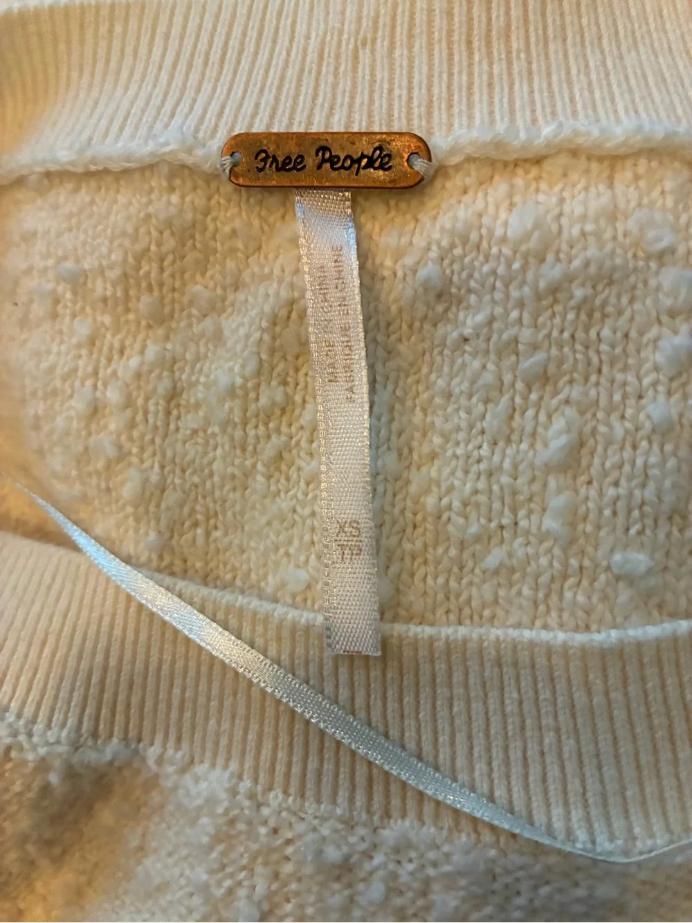 Free People Found My Friend Pullover Sweater Cream Boucle Knit Oversized Size XS